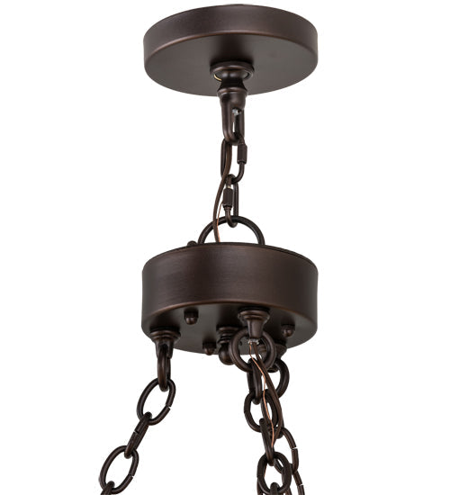 Meyda Lighting Sullivan Ranch 39" 12-Light Mahogany Bronze Chandelier With Tan Faux Rawhide Leather Shade