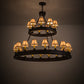 Meyda Lighting Sullivan Ranch 51" 27-Light 2-Tier Mahogany Bronze Chandelier With Tan Faux Rawhide Leather Shade