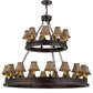 Meyda Lighting Sullivan Ranch 51" 27-Light 2-Tier Mahogany Bronze Chandelier With Tan Faux Rawhide Leather Shade