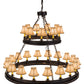 Meyda Lighting Sullivan Ranch 51" 27-Light 2-Tier Mahogany Bronze Chandelier With Tan Faux Rawhide Leather Shade