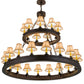 Meyda Lighting Sullivan Ranch 51" 27-Light 2-Tier Mahogany Bronze Chandelier With Tan Faux Rawhide Leather Shade