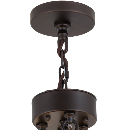 Meyda Lighting Sullivan Ranch 51" 27-Light 2-Tier Mahogany Bronze Chandelier With Tan Faux Rawhide Leather Shade