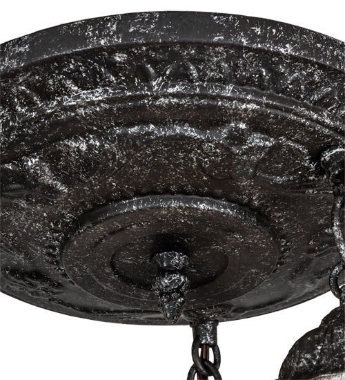Meyda Lighting Summer Wheat 12" 3-Light Antique Pewter Semi-flush Mount Light With Clear Textured Shade Glass