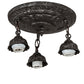 Meyda Lighting Summer Wheat 12" 3-Light Antique Pewter Semi-flush Mount Light With Clear Textured Shade Glass