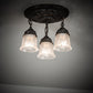 Meyda Lighting Summer Wheat 12" 3-Light Antique Pewter Semi-flush Mount Light With Clear Textured Shade Glass
