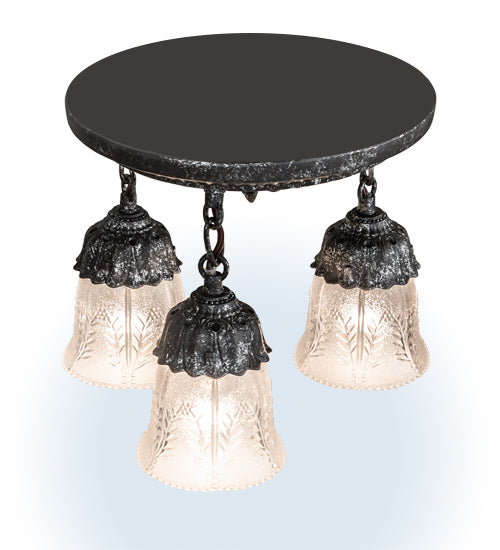 Meyda Lighting Summer Wheat 12" 3-Light Antique Pewter Semi-flush Mount Light With Clear Textured Shade Glass