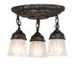 Meyda Lighting Summer Wheat 12" 3-Light Antique Pewter Semi-flush Mount Light With Clear Textured Shade Glass
