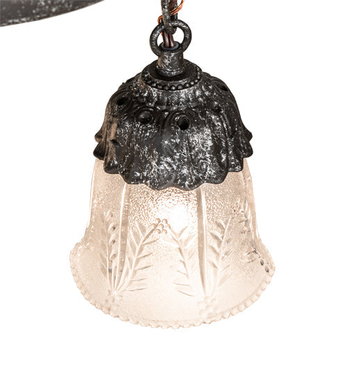Meyda Lighting Summer Wheat 12" 3-Light Antique Pewter Semi-flush Mount Light With Clear Textured Shade Glass