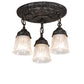 Meyda Lighting Summer Wheat 12" 3-Light Antique Pewter Semi-flush Mount Light With Clear Textured Shade Glass