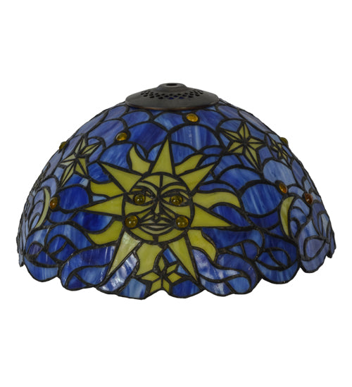 Meyda Lighting Sun Moon & Stars 12" Yellow & Blue Shade Glass