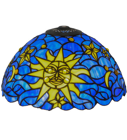 Meyda Lighting Sun Moon & Stars 12" Yellow & Blue Shade Glass
