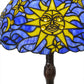 Meyda Lighting Sun, Moon & Stars 17" Mahogany Bronze Table Lamp With Blue & Yellow Shade Glass