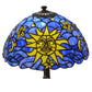 Meyda Lighting Sun, Moon & Stars 17" Mahogany Bronze Table Lamp With Blue & Yellow Shade Glass