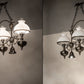 Meyda Lighting Sunbury 48" 3-Light Antique Craftsman Brown Island Pendant Light With White & Clear Shade Glass