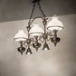 Meyda Lighting Sunbury 48" 3-Light Antique Craftsman Brown Island Pendant Light With White & Clear Shade Glass