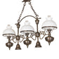 Meyda Lighting Sunbury 48" 3-Light Antique Craftsman Brown Island Pendant Light With White & Clear Shade Glass
