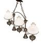 Meyda Lighting Sunbury 48" 3-Light Antique Craftsman Brown Island Pendant Light With White & Clear Shade Glass