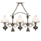 Meyda Lighting Sunbury 48" 3-Light Antique Craftsman Brown Island Pendant Light With White & Clear Shade Glass