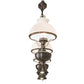 Meyda Lighting Sunbury 48" 3-Light Antique Craftsman Brown Island Pendant Light With White & Clear Shade Glass