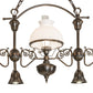 Meyda Lighting Sunbury 48" 3-Light Antique Craftsman Brown Island Pendant Light With White & Clear Shade Glass