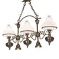Meyda Lighting Sunbury 48" 3-Light Antique Craftsman Brown Island Pendant Light With White & Clear Shade Glass