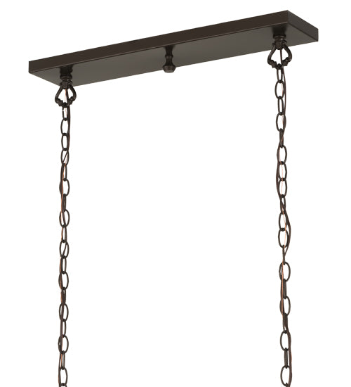 Meyda Lighting Sunbury 48" 5-Light Brown Bronze Island Pendant Light With Green & White Shade Glass