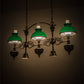 Meyda Lighting Sunbury 48" 5-Light Brown Bronze Island Pendant Light With Green & White Shade Glass