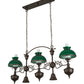 Meyda Lighting Sunbury 48" 5-Light Brown Bronze Island Pendant Light With Green & White Shade Glass