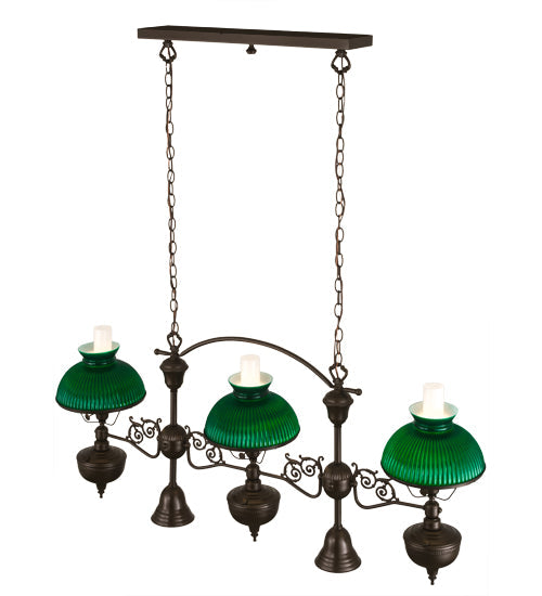 Meyda Lighting Sunbury 48" 5-Light Brown Bronze Island Pendant Light With Green & White Shade Glass