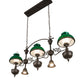 Meyda Lighting Sunbury 48" 5-Light Brown Bronze Island Pendant Light With Green & White Shade Glass