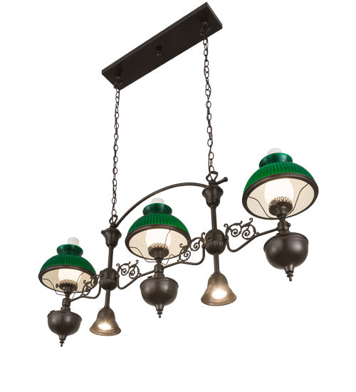 Meyda Lighting Sunbury 48" 5-Light Brown Bronze Island Pendant Light With Green & White Shade Glass