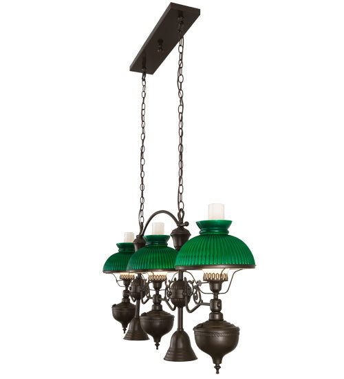 Meyda Lighting Sunbury 48" 5-Light Brown Bronze Island Pendant Light With Green & White Shade Glass