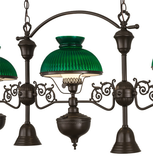 Meyda Lighting Sunbury 48" 5-Light Brown Bronze Island Pendant Light With Green & White Shade Glass