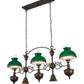 Meyda Lighting Sunbury 48" 5-Light Brown Bronze Island Pendant Light With Green & White Shade Glass