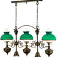 Meyda Lighting Sunbury 48" 5-Light Craftsman Dark Antique Island Pendant Light With Green Globes Shade Glass