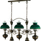 Meyda Lighting Sunbury 48" 5-Light Craftsman Dark Antique Island Pendant Light With Green Globes Shade Glass