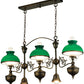 Meyda Lighting Sunbury 48" 5-Light Craftsman Dark Antique Island Pendant Light With Green Globes Shade Glass
