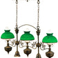 Meyda Lighting Sunbury 48" 5-Light Craftsman Dark Antique Island Pendant Light With Green Globes Shade Glass