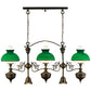 Meyda Lighting Sunbury 48" 5-Light Craftsman Dark Antique Island Pendant Light With Green Globes Shade Glass