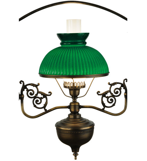 Meyda Lighting Sunbury 48" 5-Light Craftsman Dark Antique Island Pendant Light With Green Globes Shade Glass