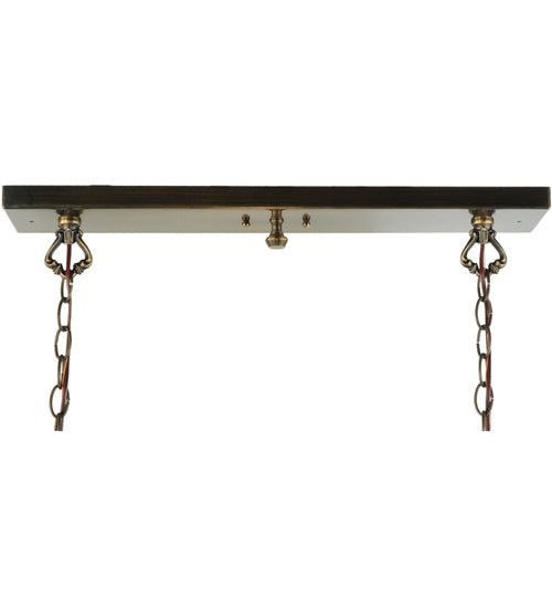 Meyda Lighting Sunbury 48" 5-Light Craftsman Dark Antique Island Pendant Light With Green Globes Shade Glass