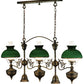 Meyda Lighting Sunbury 48" 5-Light Craftsman Dark Antique Island Pendant Light With Green Globes Shade Glass