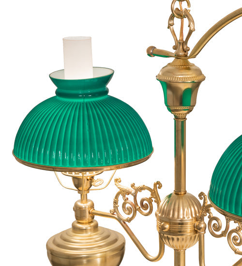 Meyda Lighting Sunbury 48" 5-Light Raw Brass Island Pendant Light With Green Globes Shade Glass
