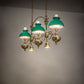 Meyda Lighting Sunbury 48" 5-Light Raw Brass Island Pendant Light With Green Globes Shade Glass