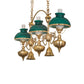 Meyda Lighting Sunbury 48" 5-Light Raw Brass Island Pendant Light With Green Globes Shade Glass