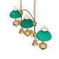 Meyda Lighting Sunbury 48" 5-Light Raw Brass Island Pendant Light With Green Globes Shade Glass