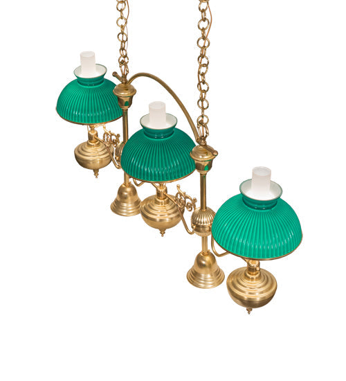Meyda Lighting Sunbury 48" 5-Light Raw Brass Island Pendant Light With Green Globes Shade Glass