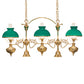 Meyda Lighting Sunbury 48" 5-Light Raw Brass Island Pendant Light With Green Globes Shade Glass