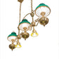 Meyda Lighting Sunbury 48" 5-Light Raw Brass Island Pendant Light With Green Globes Shade Glass