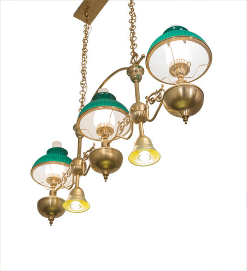 Meyda Lighting Sunbury 48" 5-Light Raw Brass Island Pendant Light With Green Globes Shade Glass